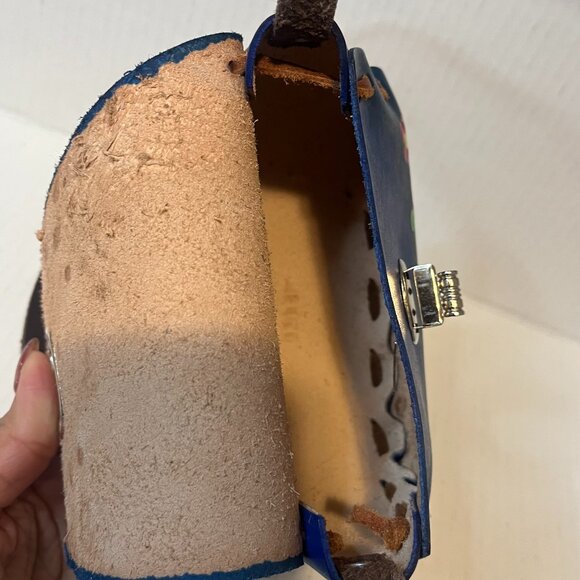 Vtg Hand Tooled Purple Leather Painted Mini Purse, Made in Mexico, Flower Purse - Picture 7 of 7